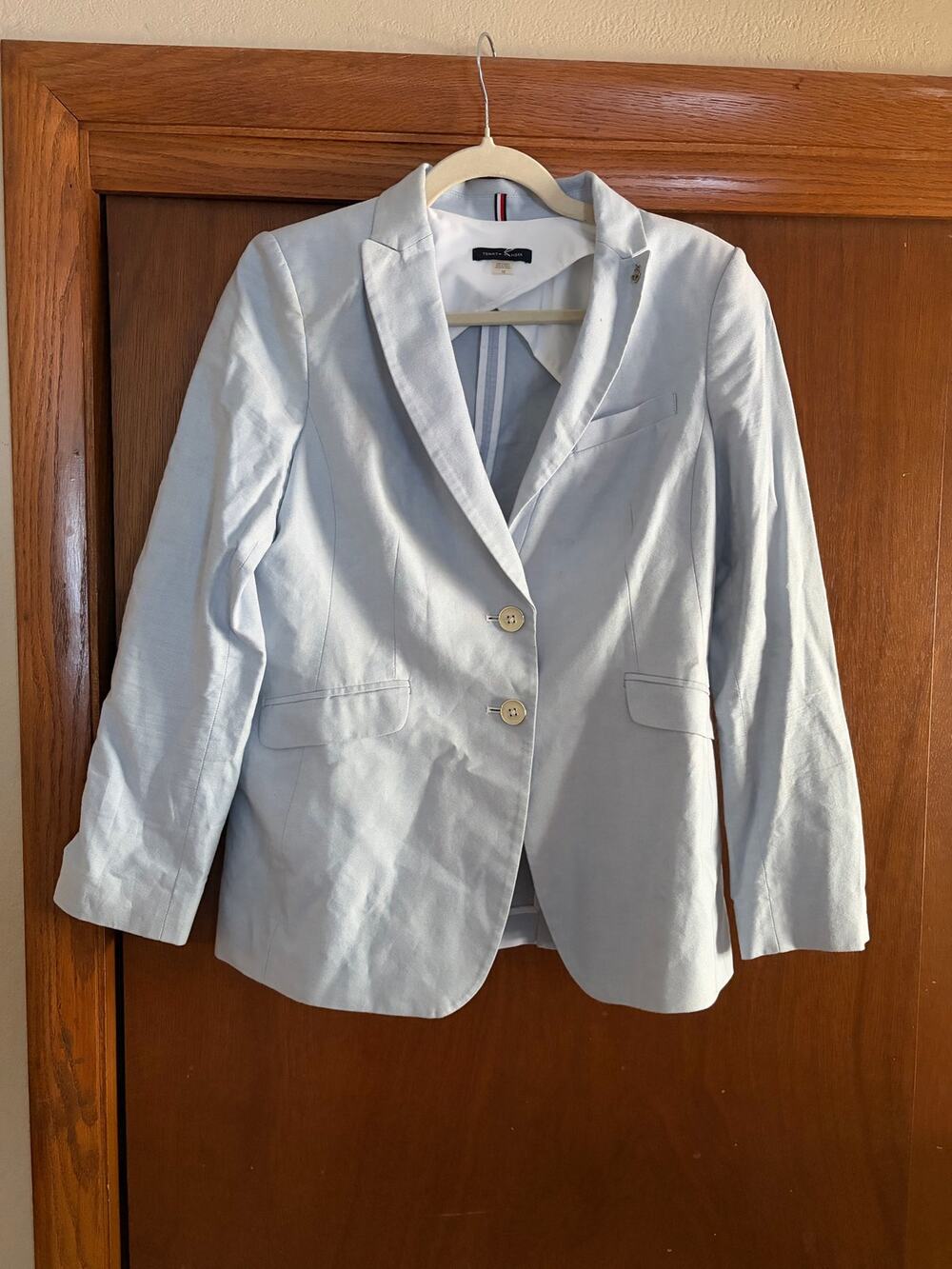 Tommy Hilfiger Light Blue Two Button Blazer Jacket Women's Size 10